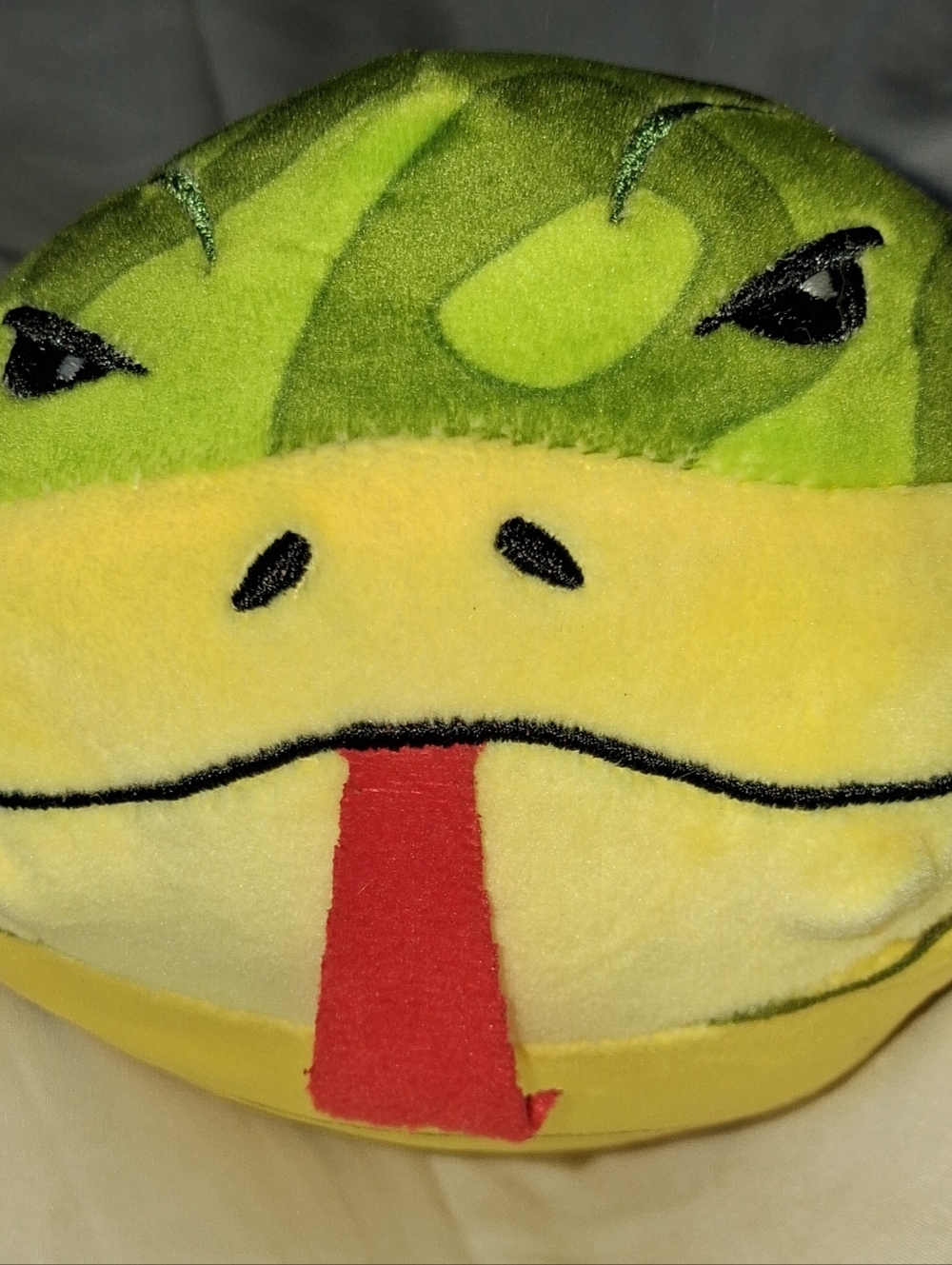 Green and Yellow Snake Plush Stuffed Animal - Cute Tongue Detail